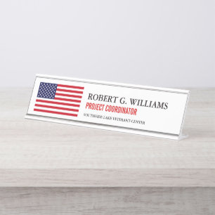 Placa De Nombre Bandera americana modificada para requisitos