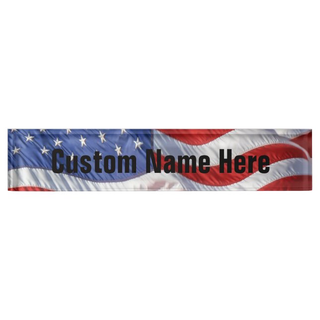 Placa De Nombre Bandera americana que agita patriótica (Anverso)