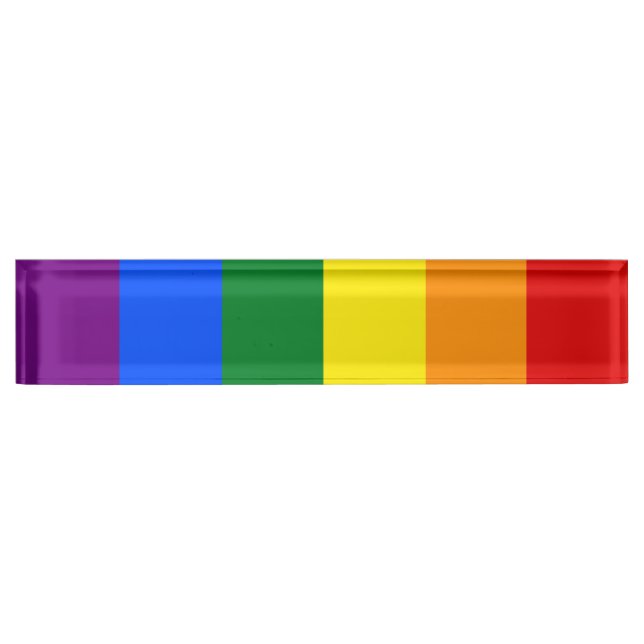 Placa De Nombre Bandera arcoiris LGBT (Anverso)