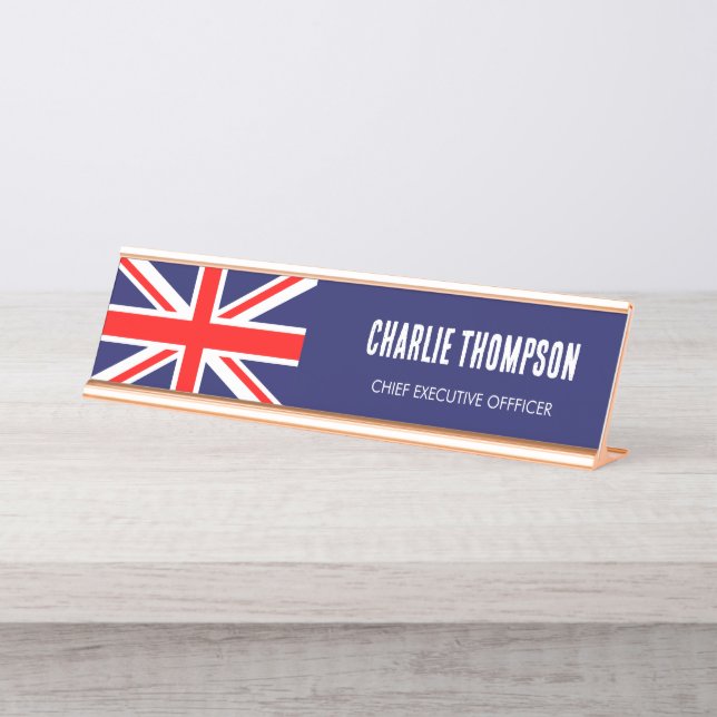 Placa De Nombre Bandera británica, Oficina del Reino Unido (Anverso)