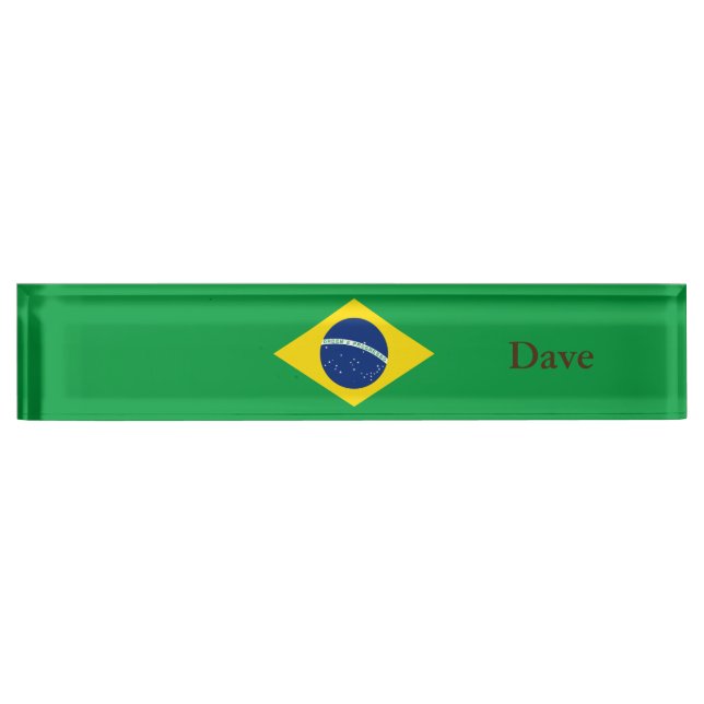 Placa De Nombre Bandera de Brasil Patriótica (Anverso)
