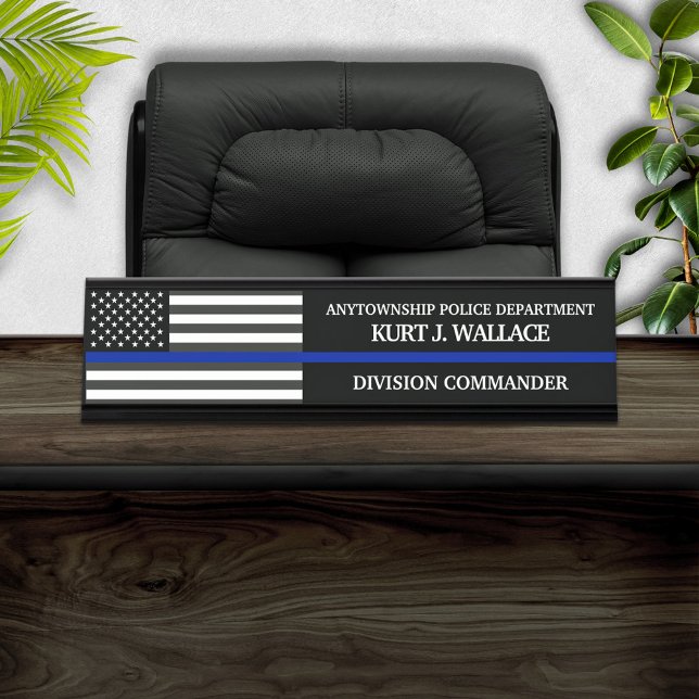 Placa De Nombre Bandera de la policía delgada de la línea azul (Subido por el creador)