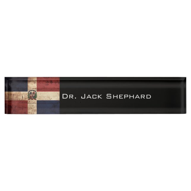 Placa De Nombre Bandera de la República Dominicana en grano de (Anverso)