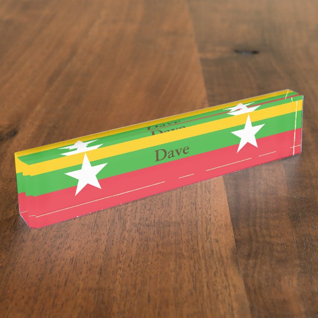 Placa De Nombre Bandera de Myanmar (Lateral)