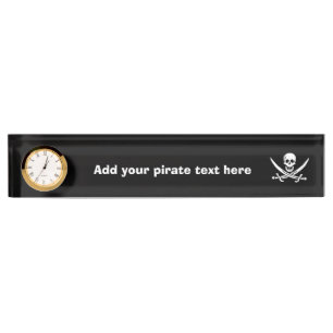 Placa De Nombre Bandera de pirata alegre de Rogelio
