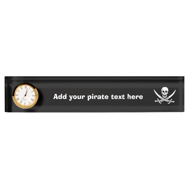 Placa De Nombre Bandera de pirata alegre de Rogelio (Anverso)