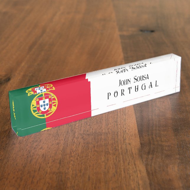 Placa De Nombre Bandera de Portugal para el Día de Portugal (Lateral)