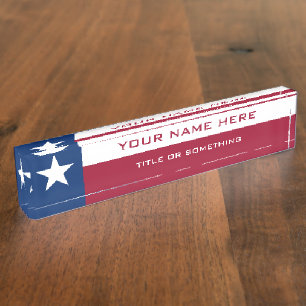 Placa De Nombre Bandera de Texas