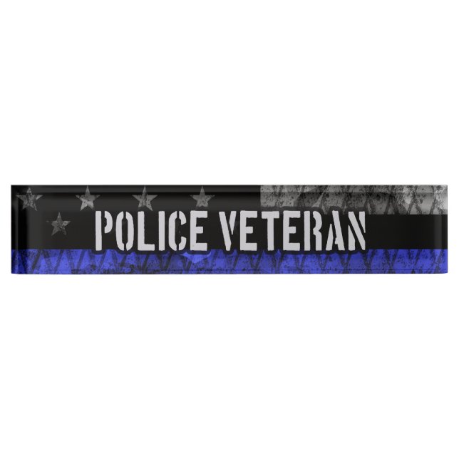 Placa De Nombre Bandera de veteranos de policía en problemas (Anverso)