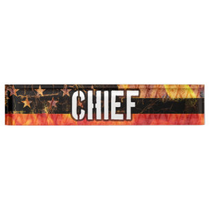 Placa De Nombre Bandera del bombero jefe