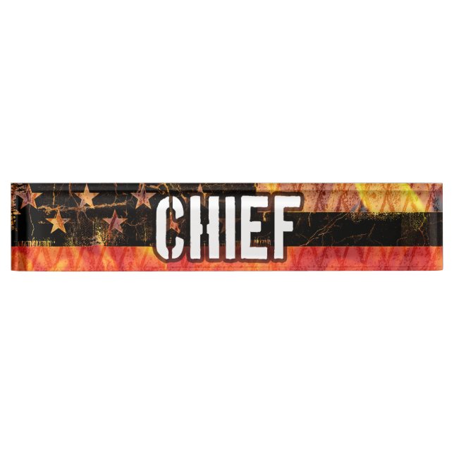 Placa De Nombre Bandera del bombero jefe (Anverso)