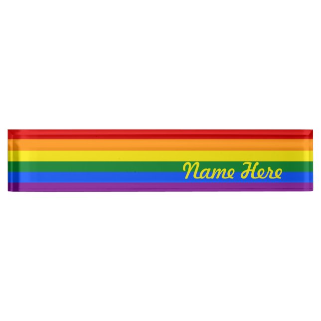 Placa De Nombre Bandera del orgullo gay del arco iris (Anverso)