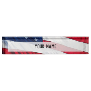 Placa De Nombre Bandera estadounidense