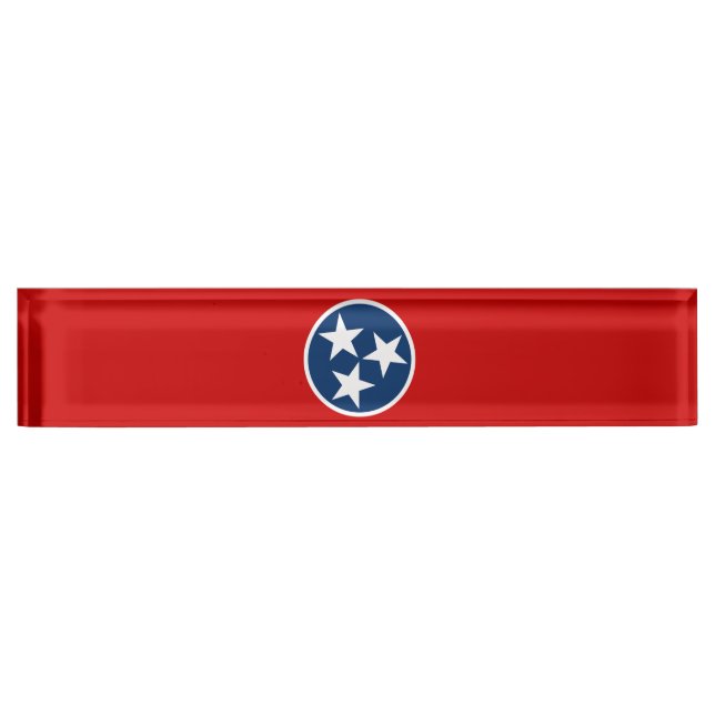 Placa De Nombre Bandera Estatal Tennessee Estrellas Blancas Azules (Anverso)