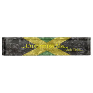 Placa De Nombre Bandera jamaicana - arrugada