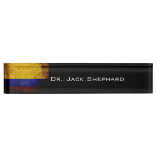Placa De Nombre Bandera negra de Colombia del Grunge
