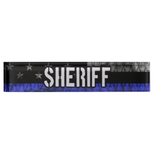Placa De Nombre Bandera policial del sheriff angustiada