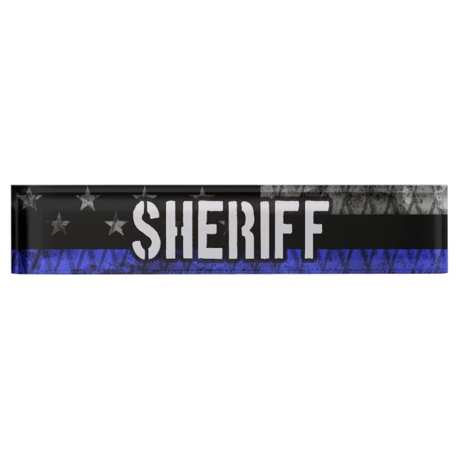 Placa De Nombre Bandera policial del sheriff angustiada (Anverso)