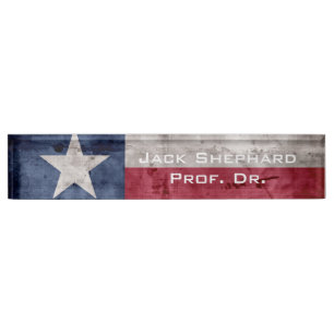 Placa De Nombre Bandera resistida del estado de Tejas del vintage