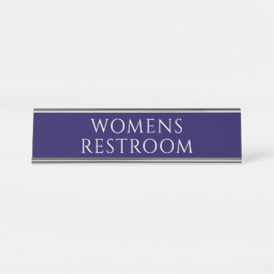 Placa De Nombre Baño de Mujeres Azul Elegante