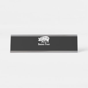 Placa De Nombre Barbacoa   BBQ Grill Pig Pork Id Humo Que Regalo H