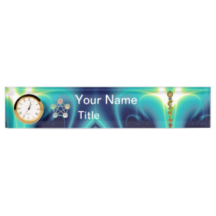 PLACA DE NOMBRE BARRA DE ASCLEPIUS, 7 CHAKRAS, YOGA, ENERGÍA