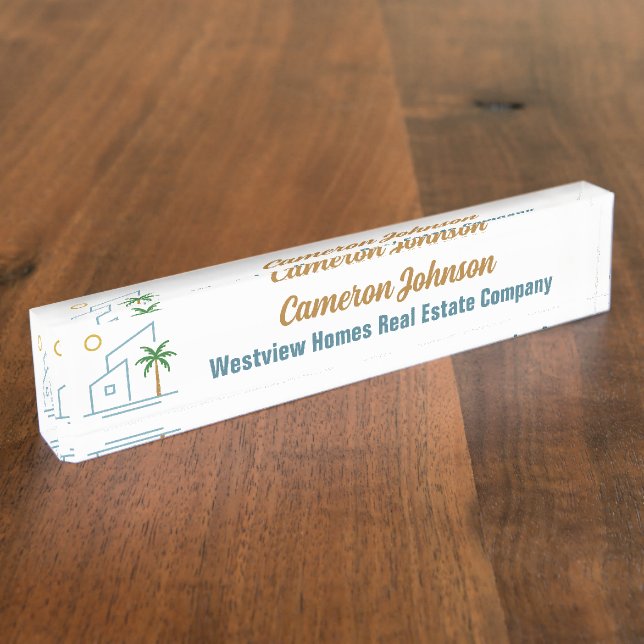 Placa De Nombre Beach Real Estate Company Custom Coastal Realtor (Lateral)