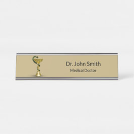 Placa De Nombre Bebe Snake Bowl Hygieia Gold Medical Caduceus