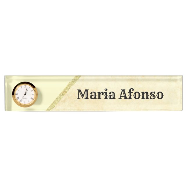 Placa de nombre beige franja dorada (Anverso)