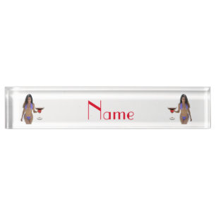 Placa De Nombre Belleza de bikini de pelo negro Thunder_Cove