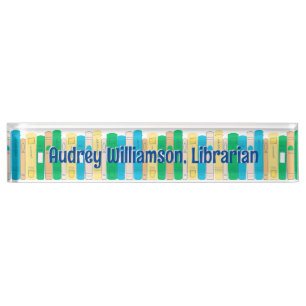 Placa De Nombre Bibliotecario de Cute Books