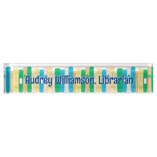 Placa De Nombre Bibliotecario de Cute Books (Anverso)