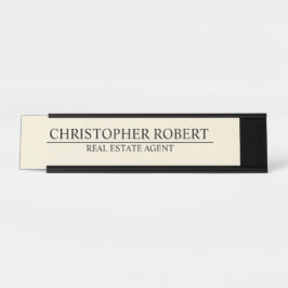 Placa De Nombre Bienes Raíces Blanco Minimalista