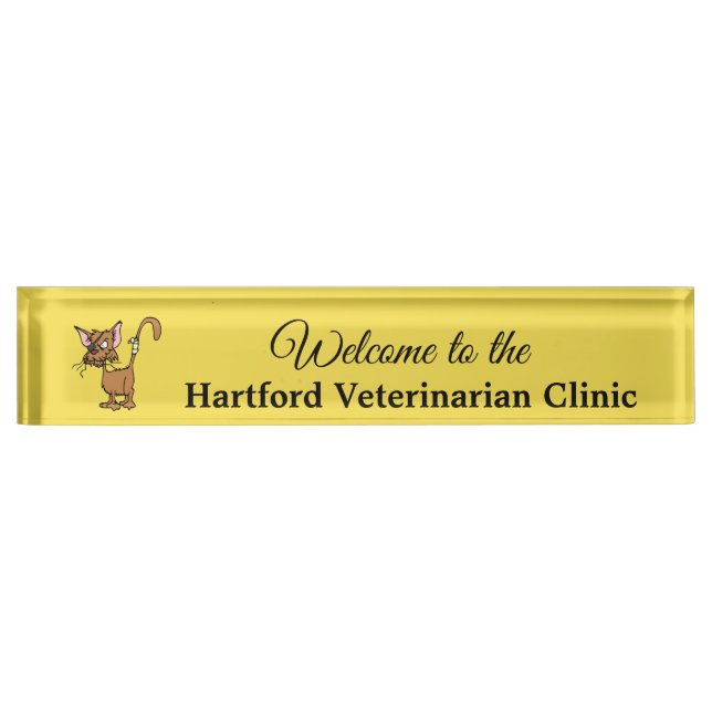 Placa De Nombre Bienvenida personalizada Veterinario Nombre Plate  (Anverso)