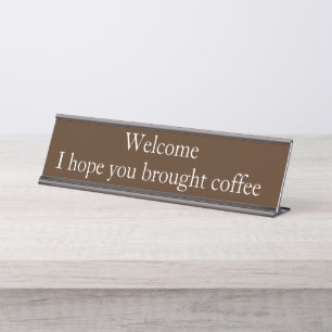 Placa De Nombre Bienvenido Amante del Café Regalo Divertido de Ofi