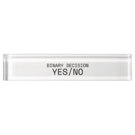 Placa De Nombre Binary Decision Yes No Minimalist Typewriter 