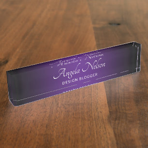 Placa De Nombre Black Edge Royal Purple Ombre