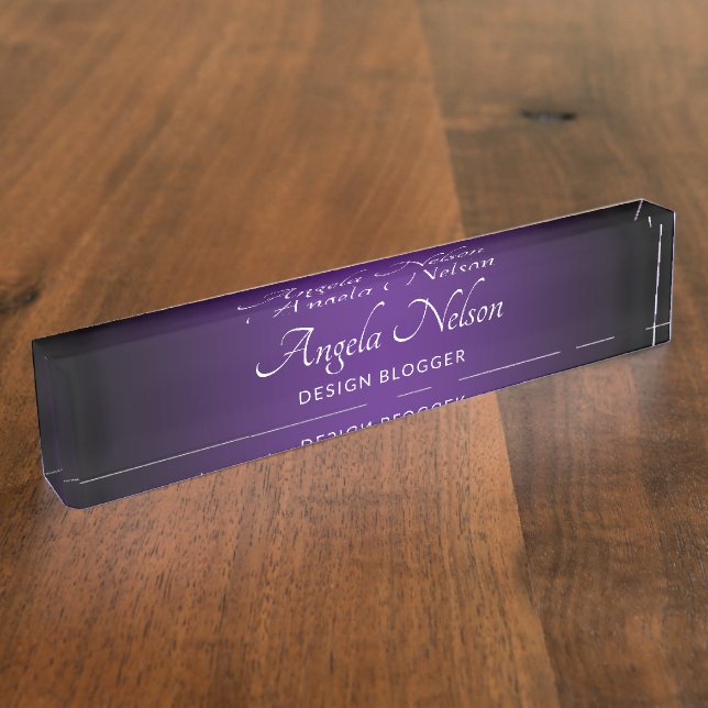 Placa De Nombre Black Edge Royal Purple Ombre (Lateral)
