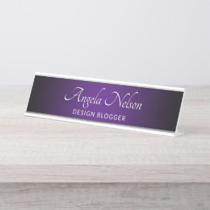 Placa De Nombre Black Edge Royal Purple Ombre