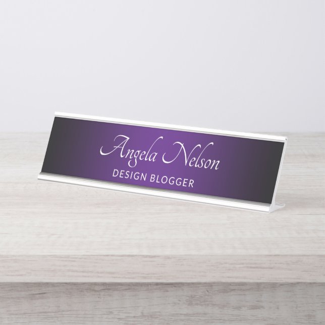 Placa De Nombre Black Edge Royal Purple Ombre (Anverso)