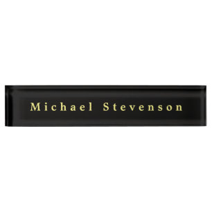 Placa De Nombre Black Elegant Moderno Escritorio Nombrado