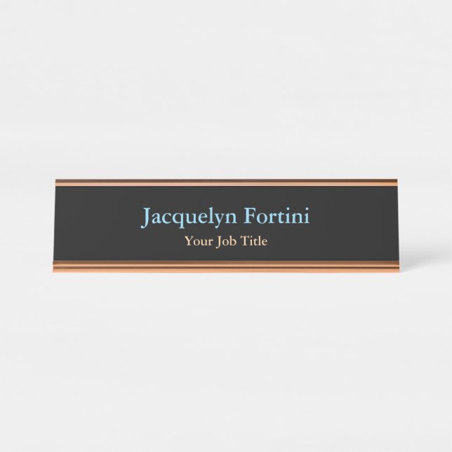 Placa De Nombre Black Plain Elegant Modern Minimalista (Anverso)