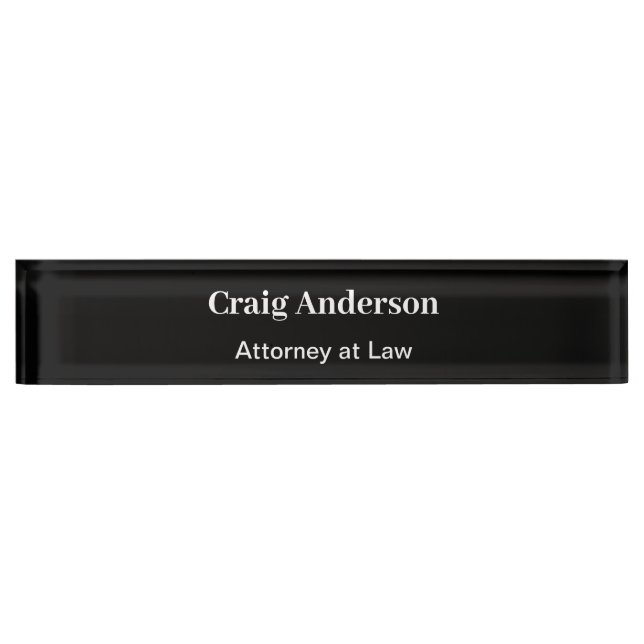 Placa De Nombre Black Professional Plain Modern Elegant (Anverso)