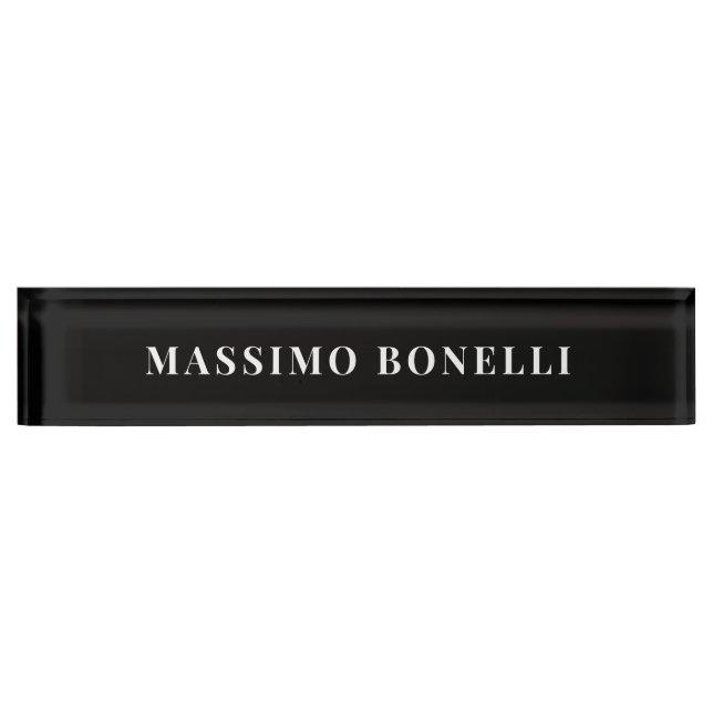 Placa De Nombre Black & White Minimalist Plain Modern (Anverso)