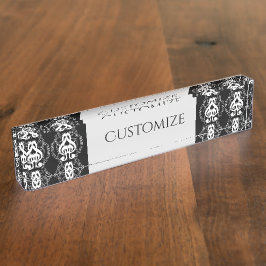 Placa De Nombre Black & White Mirror Image Music 2