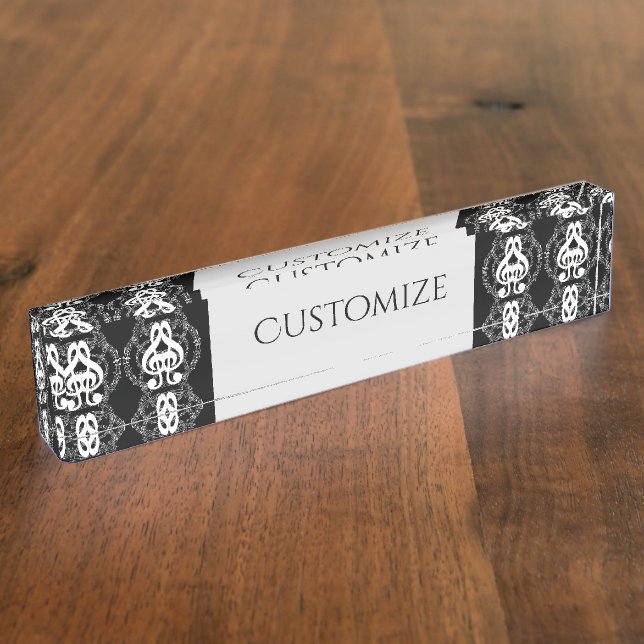 Placa De Nombre Black & White Mirror Image Music 2 (Lateral)