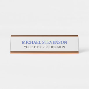 Placa De Nombre Blanco Azul especial único