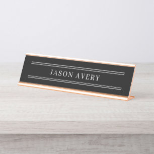 Placa De Nombre Blanco blanco simple doble lino