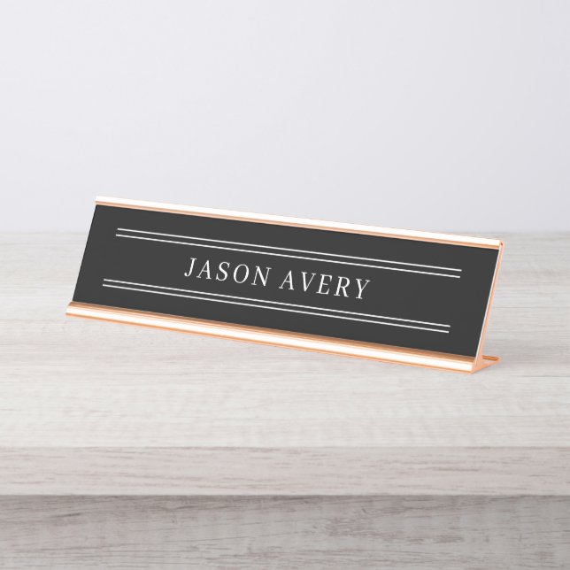 Placa De Nombre Blanco blanco simple doble lino (Anverso)