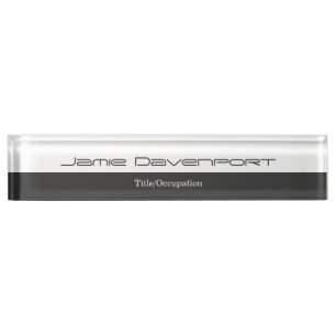 Placa De Nombre Blanco Gris Mínimo Moderno Negrita